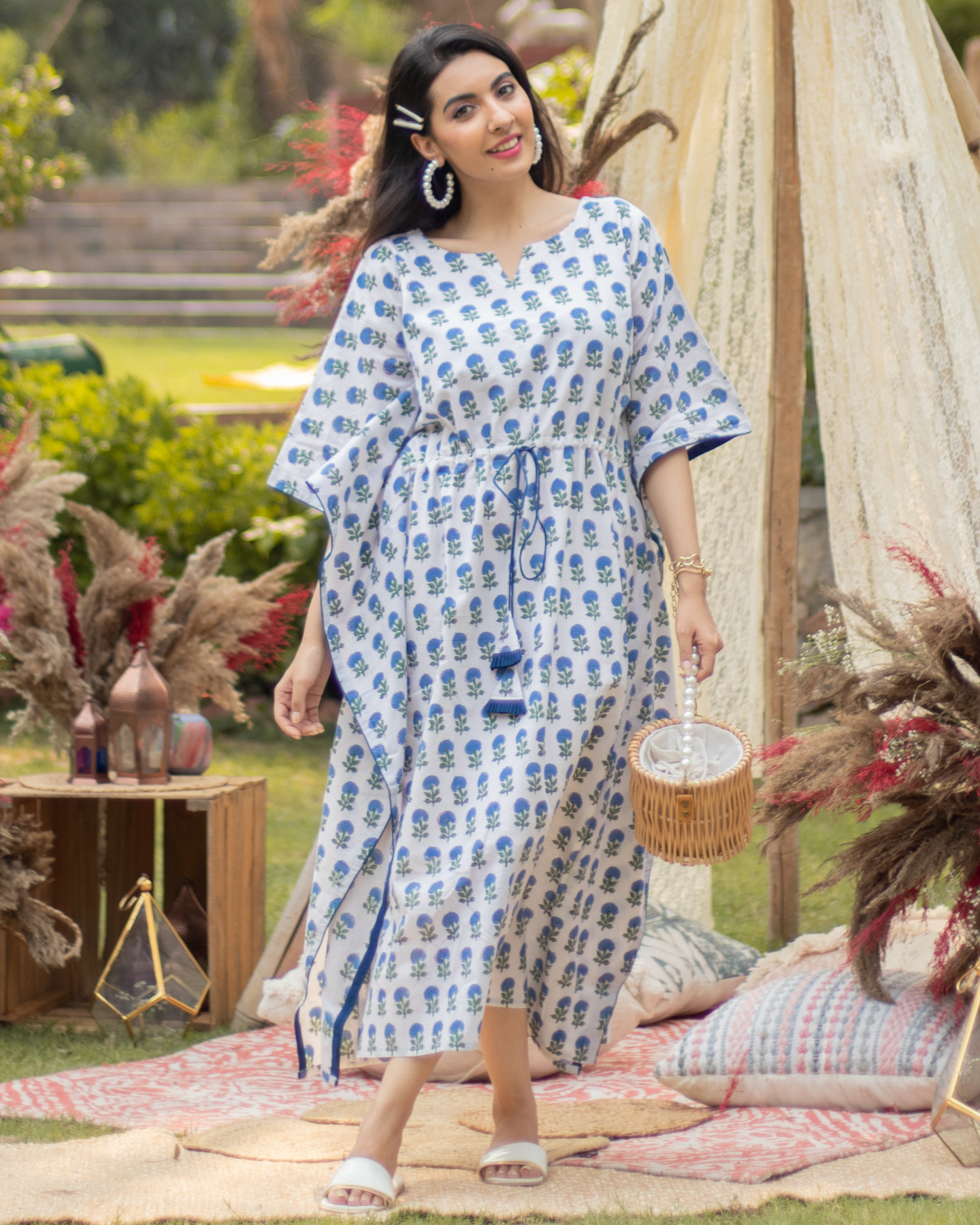 WHITE HAVEN COTTON KAFTAN SET