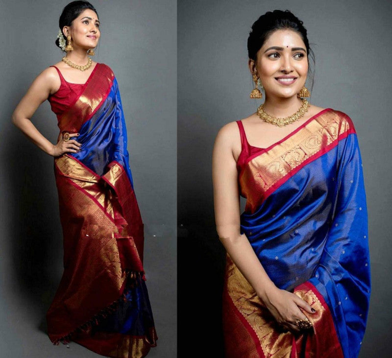 Beautiful Banarasi Silk Navy Blue Color?Online Saree