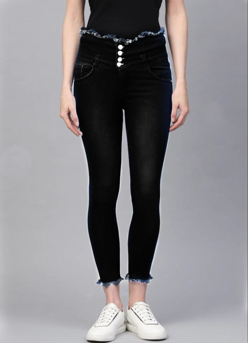 Luxuriant Slim Fit Black 4 Button Denim Ladies Jeans