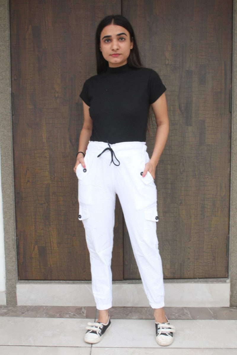 White Color Relax Cargo Pant