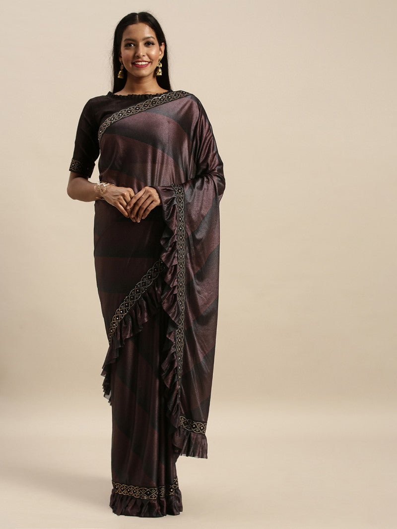 Precious Classy Maroon Color Foil Print Online Saree