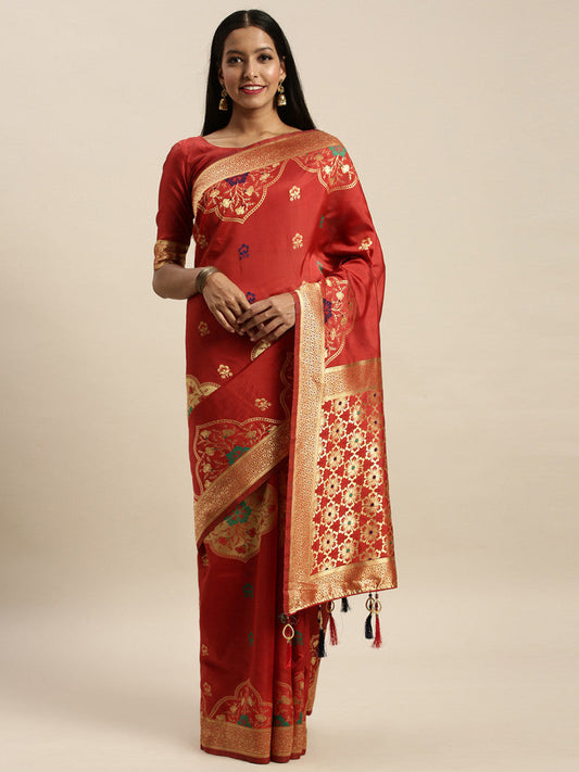 Precious Chilli Red Color Banarasi Silk Saree