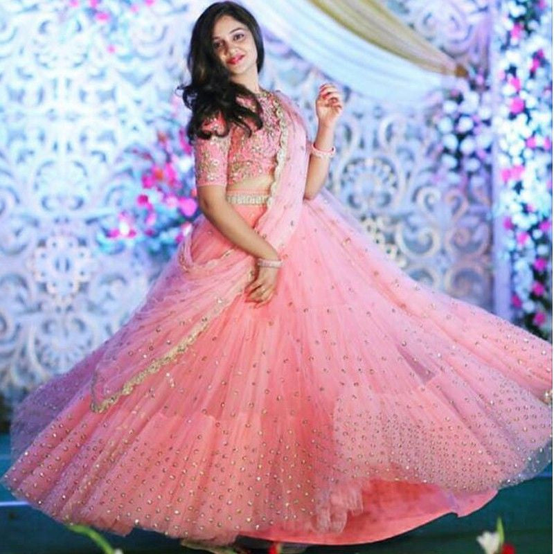 Baby Pink Color Wedding Wear Lehenga Choli