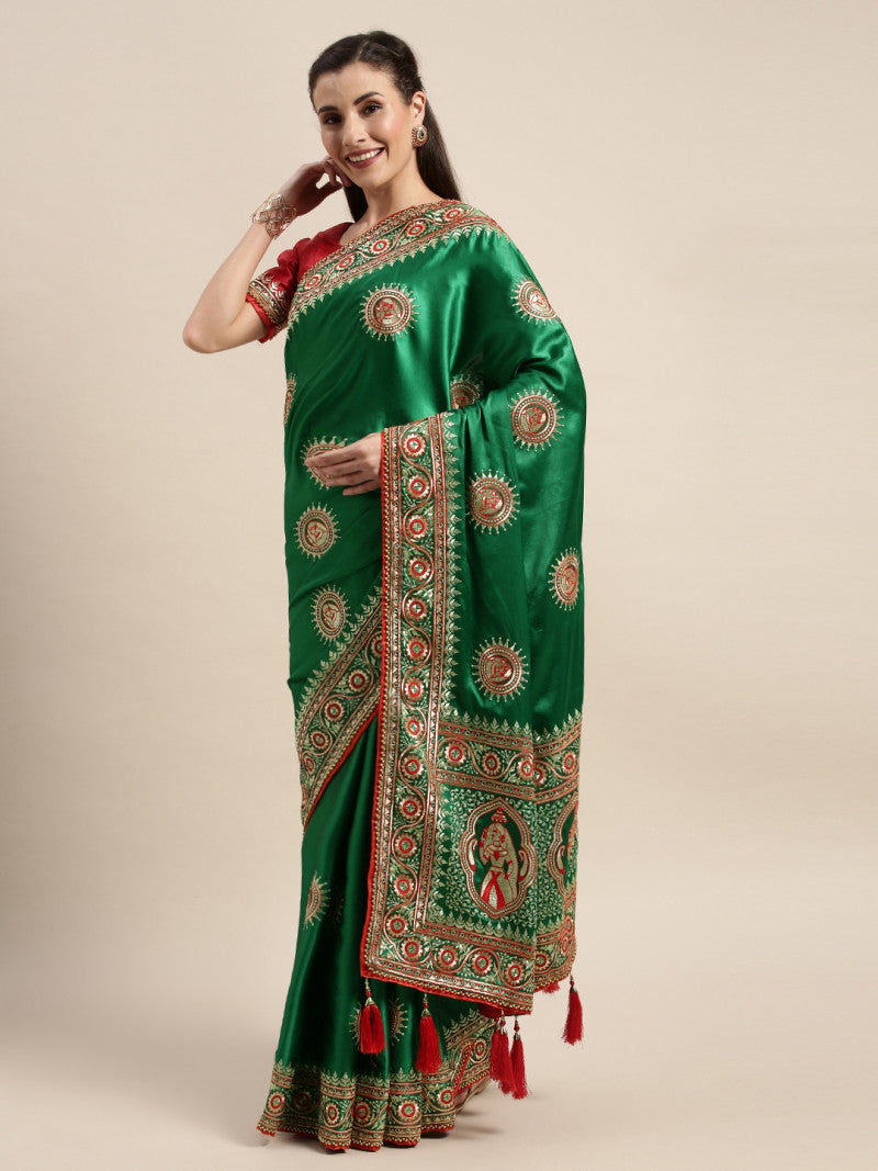 Precious Trending Dark Green Color Heavy Trendy Saree