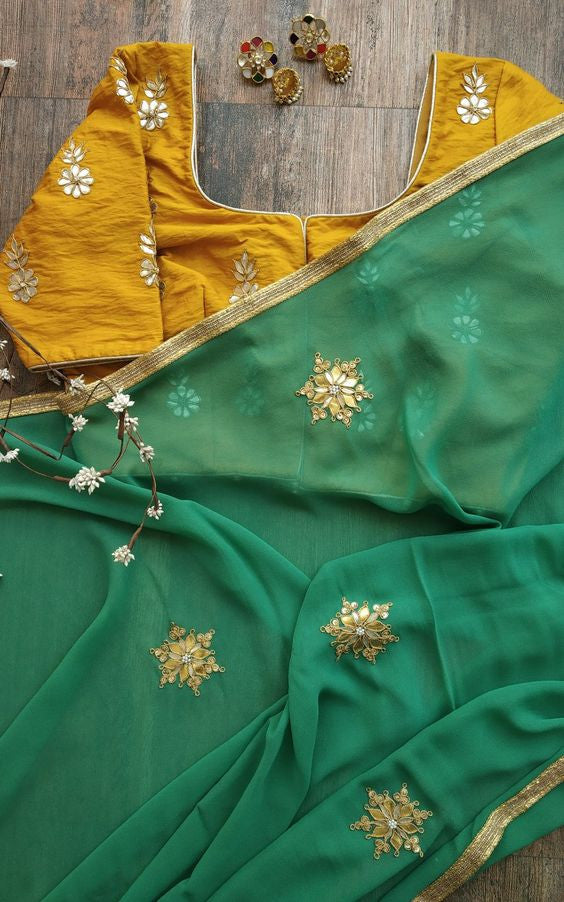 Women's  Dark Green Color Weight Less Online Saree