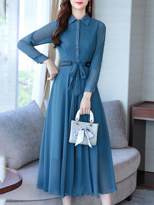 Beautiful Teal Blue Color Fit And Flare Dress