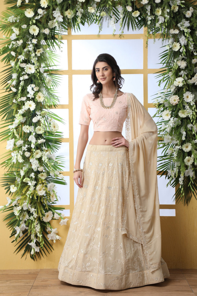 Beautiful Beige Colour Weight Less Traditional Lehenga Choli