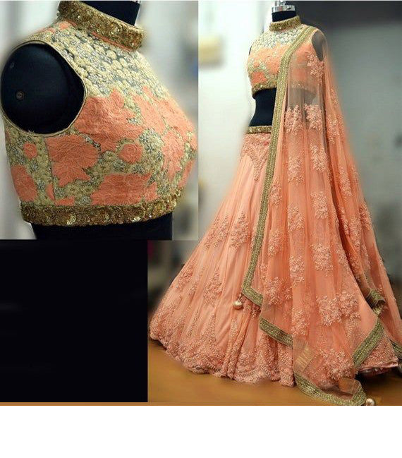 Famous Peach Color Online Lehenga Choli