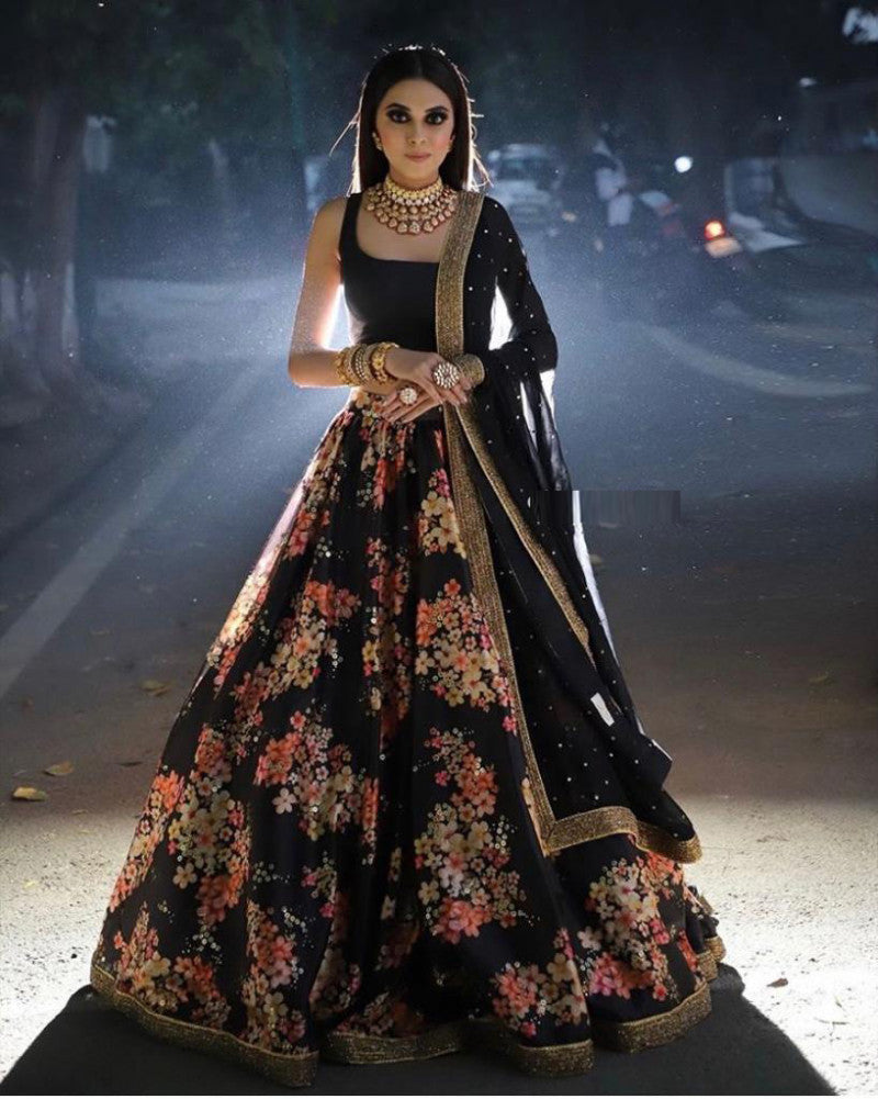 Black Color Digital Print Lehenga Choli