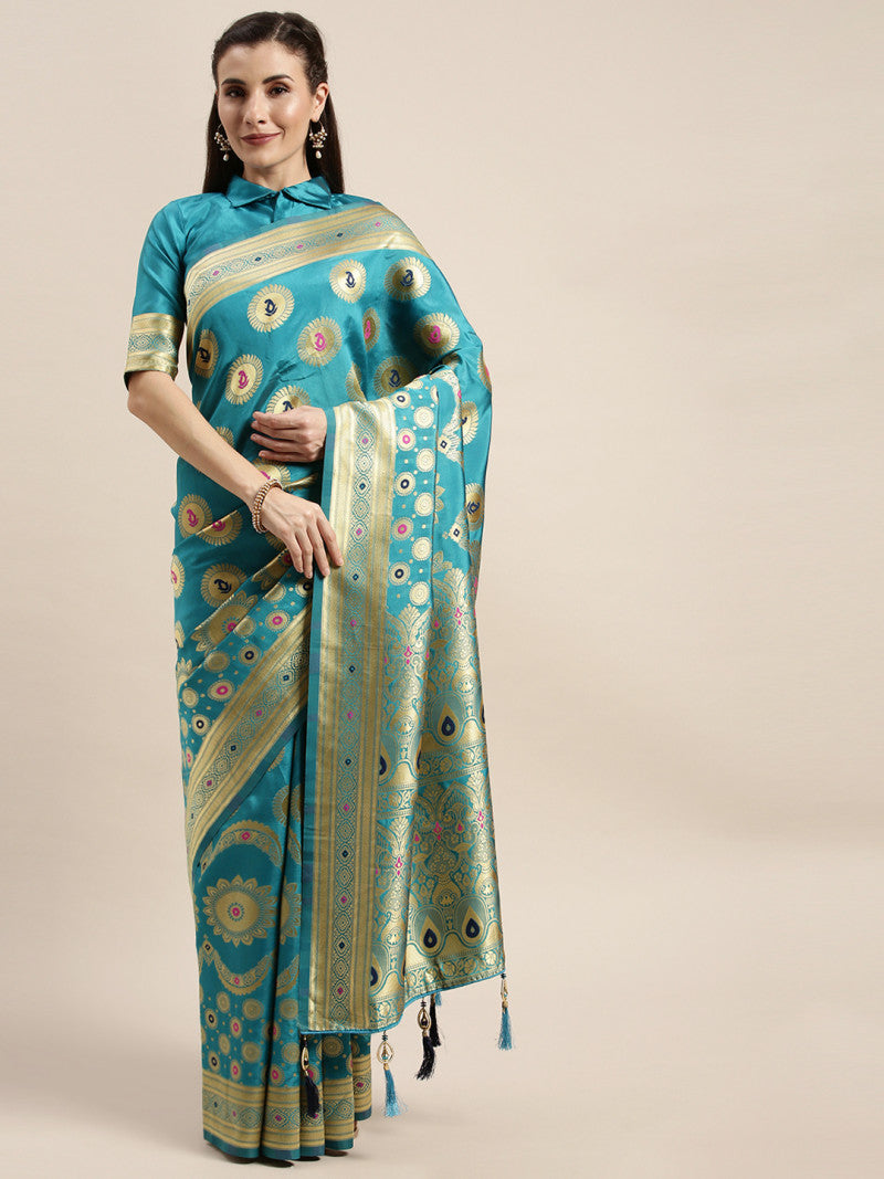 Precious Festive Light Blue Color Banarasi Silk Saree