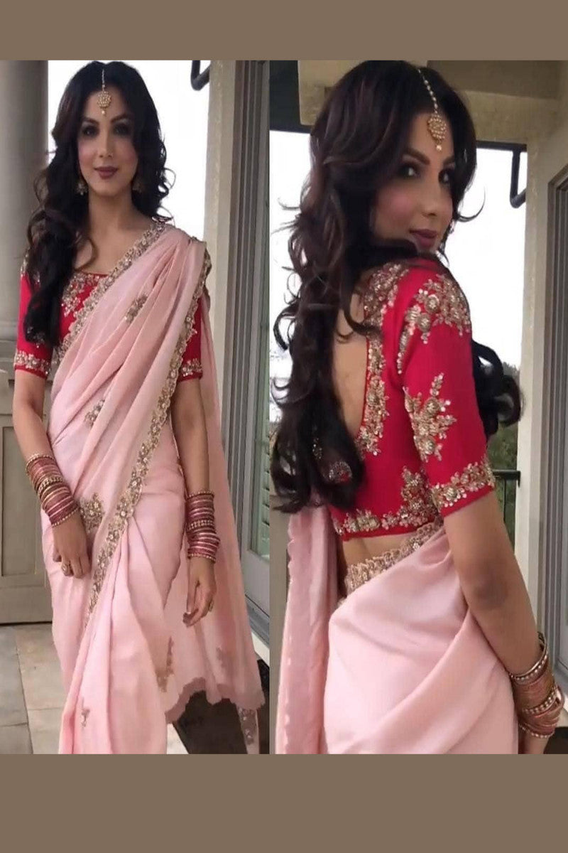 Extra Ordinary Baby Pink Color Weight Less Online Saree