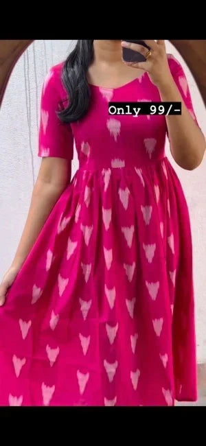 Pink Cotton Kurti Design