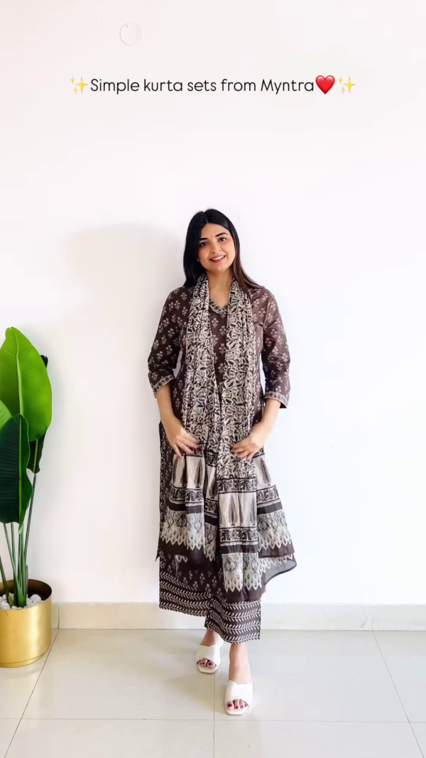 Pink Floral Printed Kurta Set with Dupatta – Elegant & Comfortable Ethnic Wear - Image 4
