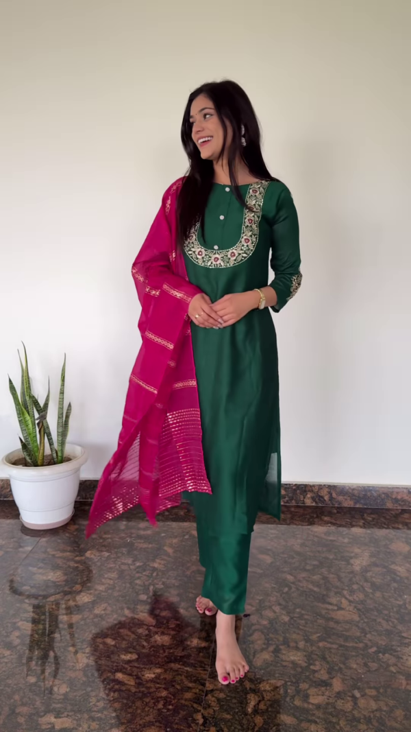 Royal Purple Embroidered Kurta Set with Dupatta – Ethnic Elegance - Image 7