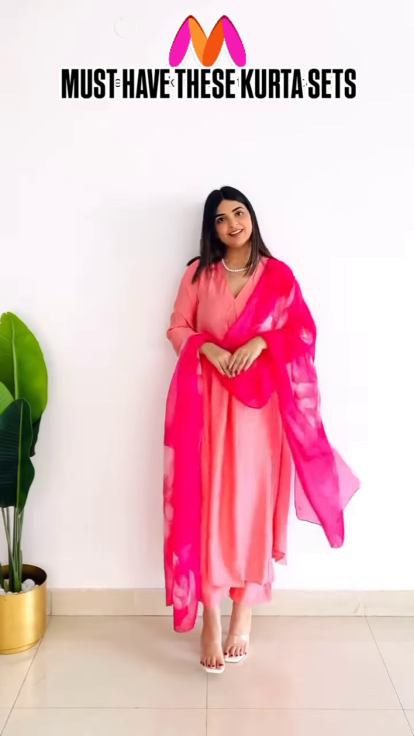 Elegant Red Flared Kurta Set with Floral Dupatta – Timeless Grace - Image 7