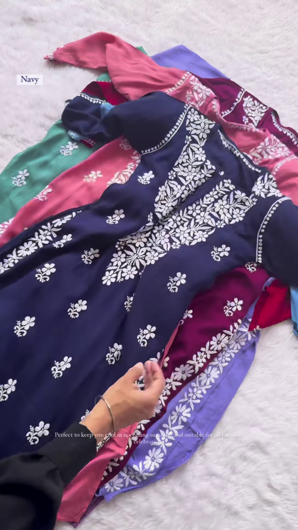 Modal Chikankari Straight-Fit Kurti - Image 2