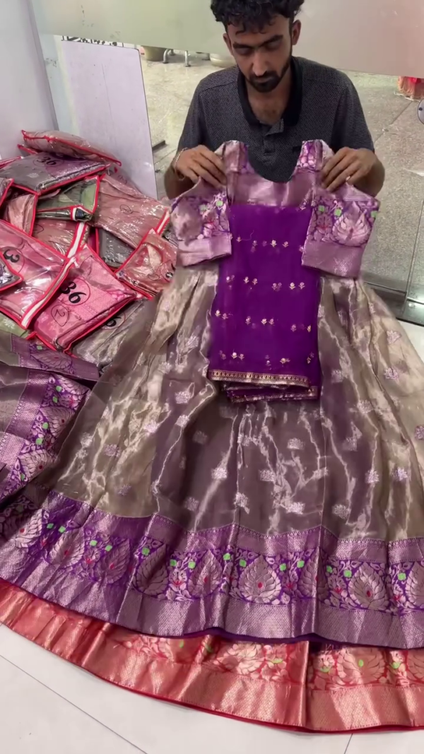 Elegant Purple & Gold Silk Lehenga Set with Net Dupatta