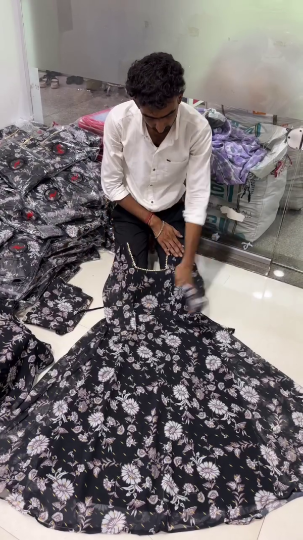 Black Floral Printed Flared Maxi Dress