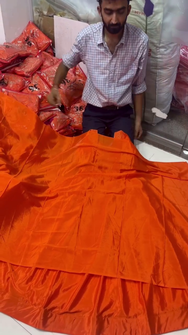 Bright Orange Embroidered Anarkali Gown with Dupatta - Image 2