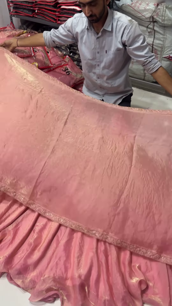 Graceful Pink Shimmer Long Frock Gown for Girls - Image 3