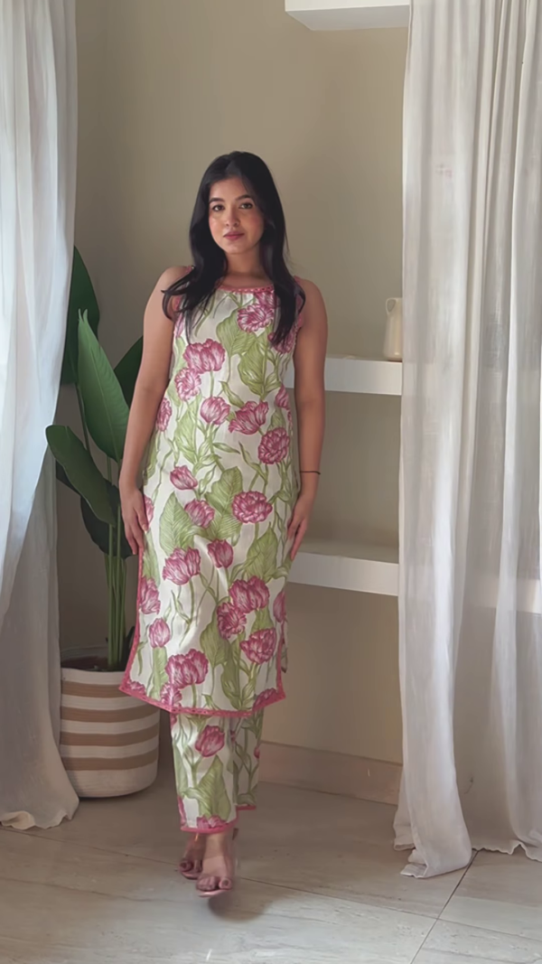 Mystic Turquoise Chiffon Kurta with Golden Accent Embroidery - Image 4