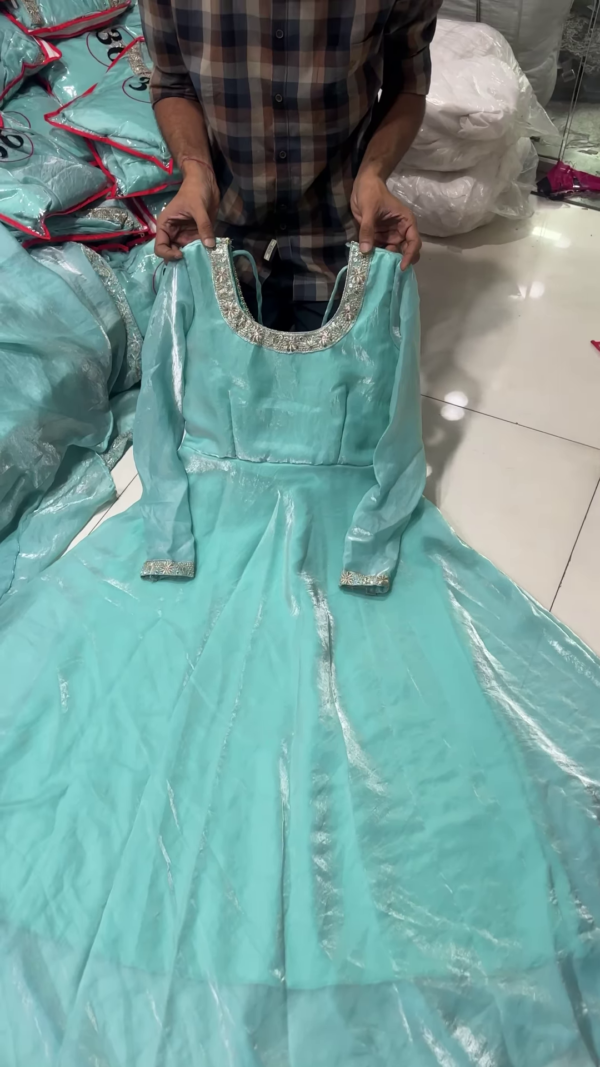 Elegant Sky Blue Long Frock Gown for Girls