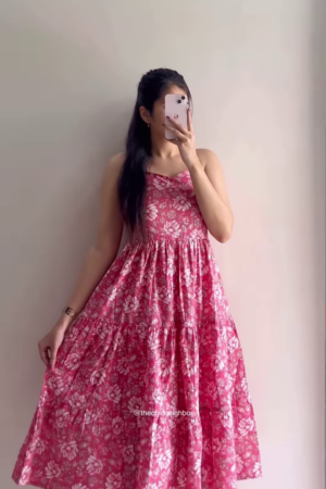 Elegant Printed Tiered Dress for Women - Stylish Maroon & White Midi Dress - Available in 6 Colors