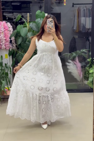 Women’s White Floral Cut-Out Maxi Dress – Ethereal Boutique-Style Occasion Wear