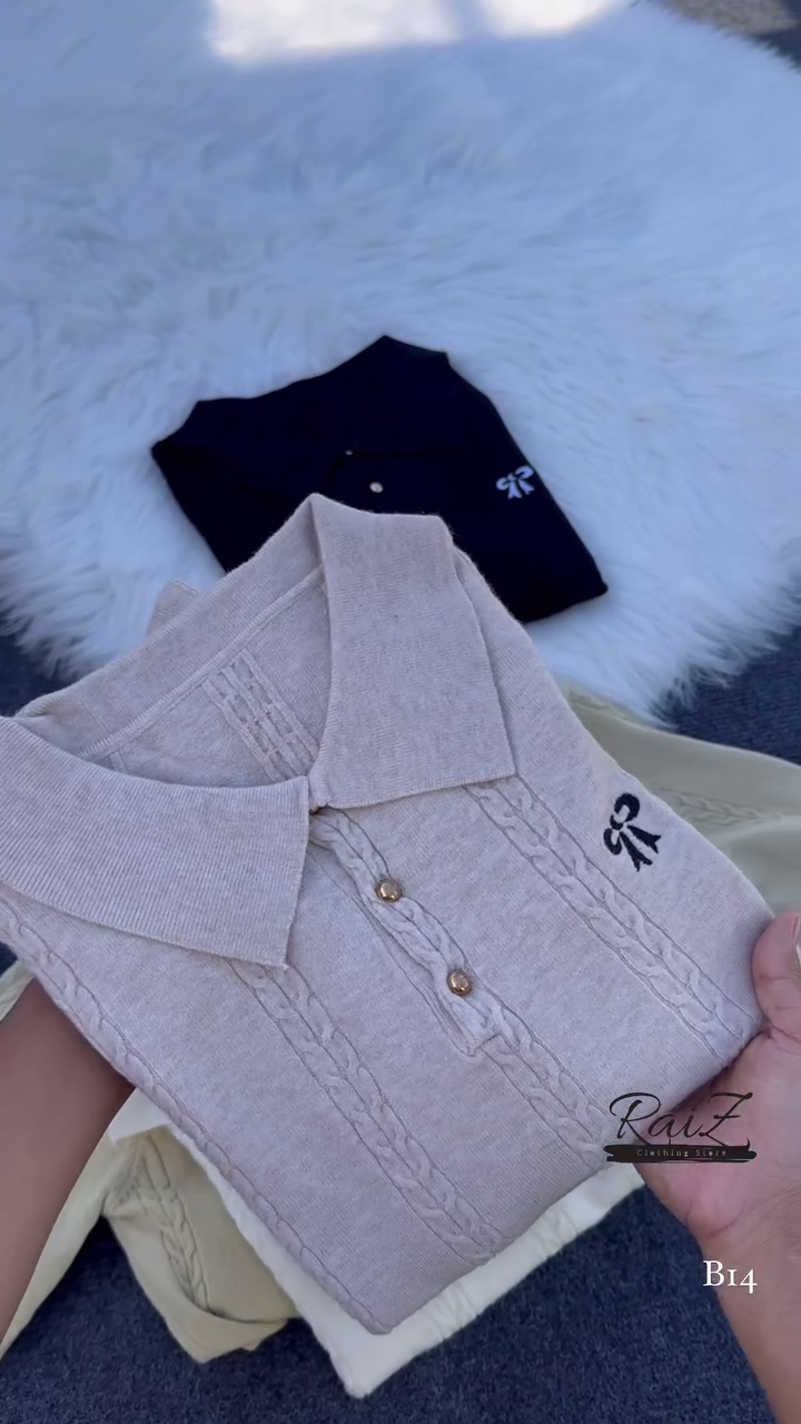 Cable-Knit Polo Sweater Top โ Chic, Soft and Effortlessly Elegant โจ๐งถ - Image 5