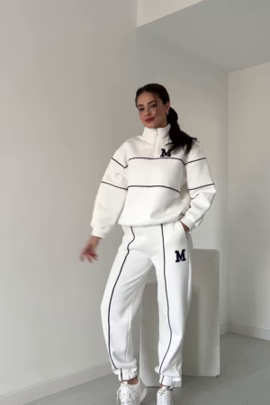 Zip-Up Tracksuit with Contrast Piping ✨ Available in White & Black