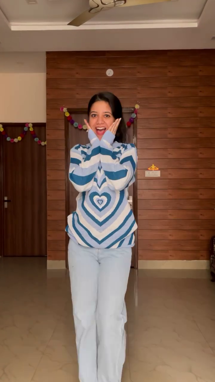 Graphic Knit Sweater Combos ๐งถ Paired with Light Blue Jeans โ Heart, Flame & Stripe Variants - Image 2