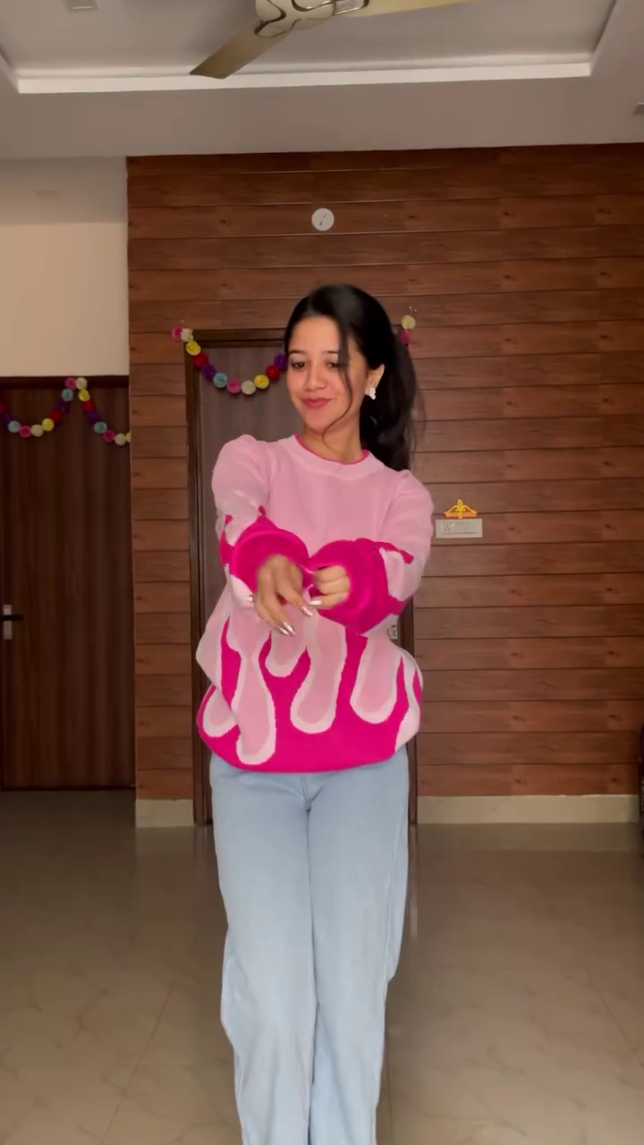 Graphic Knit Sweater Combos ๐งถ Paired with Light Blue Jeans โ Heart, Flame & Stripe Variants - Image 3