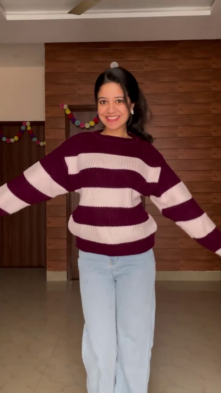 Graphic Knit Sweater Combos ๐งถ Paired with Light Blue Jeans โ Heart, Flame & Stripe Variants