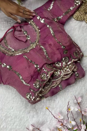Dusky Rose Mauve Embellished Designer Blouse
