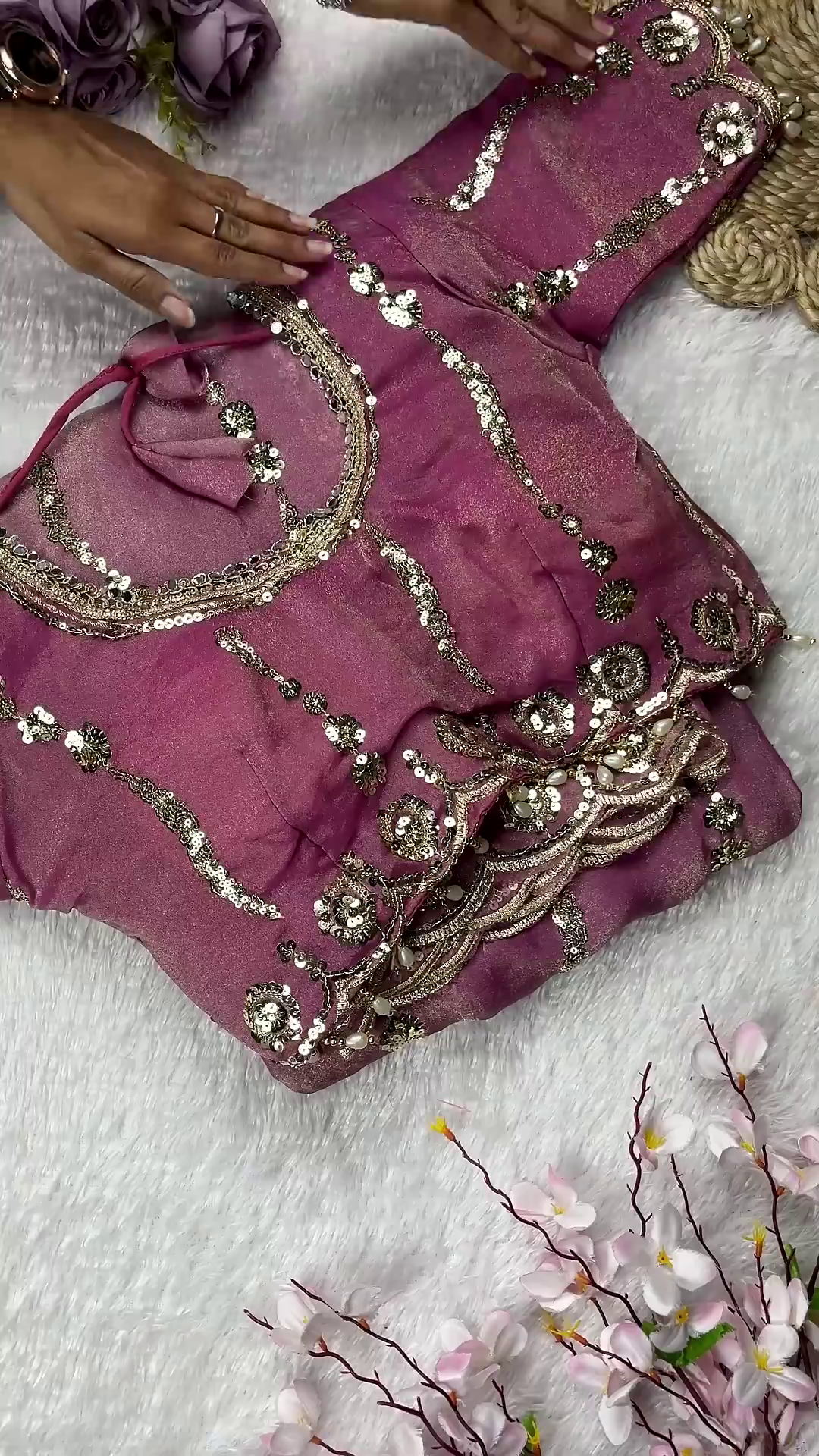 Dusky Rose Mauve Embellished Designer Blouse