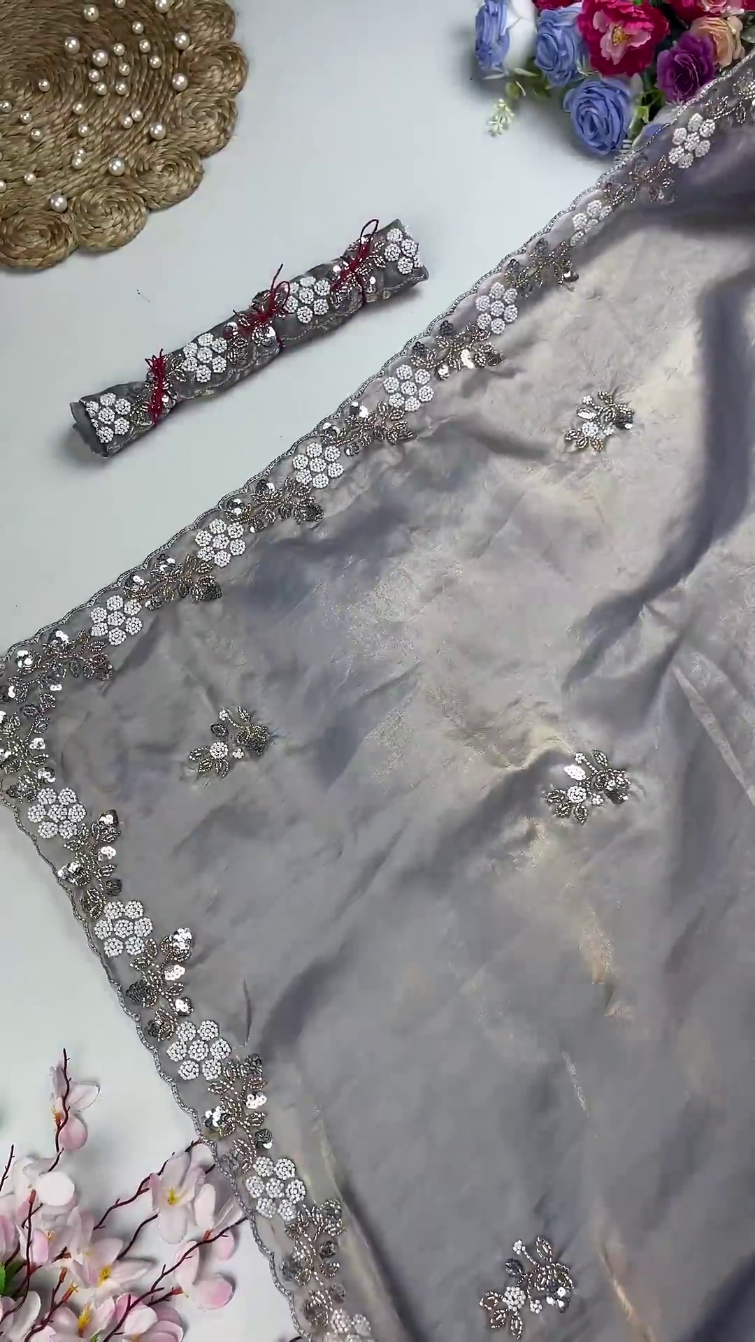 Royal Rani Pink Heavy Embroidered Designer Saree with Sequin Accents - Image 5